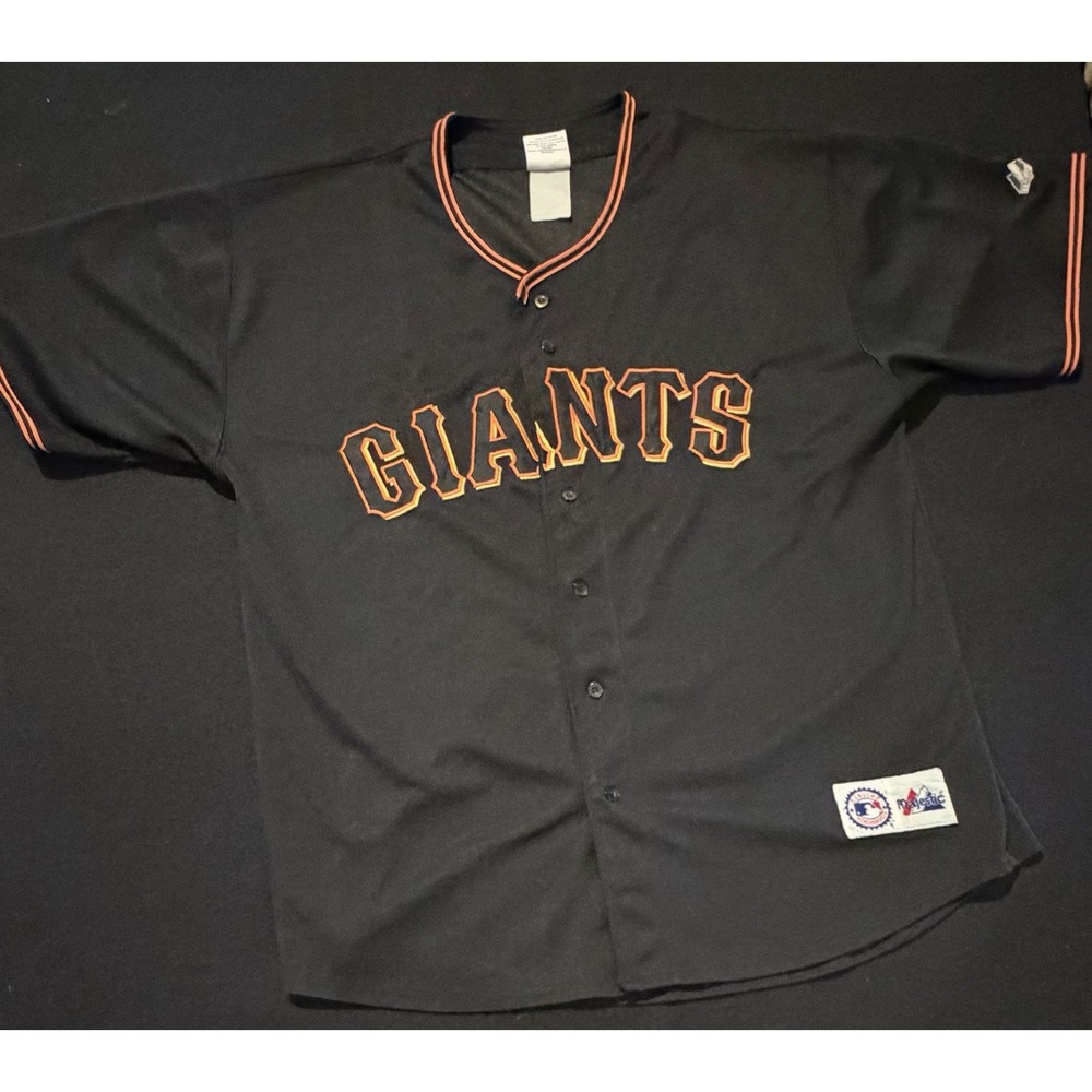 SF San Francisco Giants Authentic Black & Orange Majestic Vintage Jersey Size XL